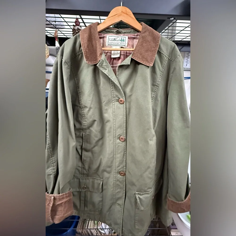 Vintage L.L. Bean Barn Jacket Olive & Brown Size 3X Corduroy, Flannel Lined - Picture 3 of 9
